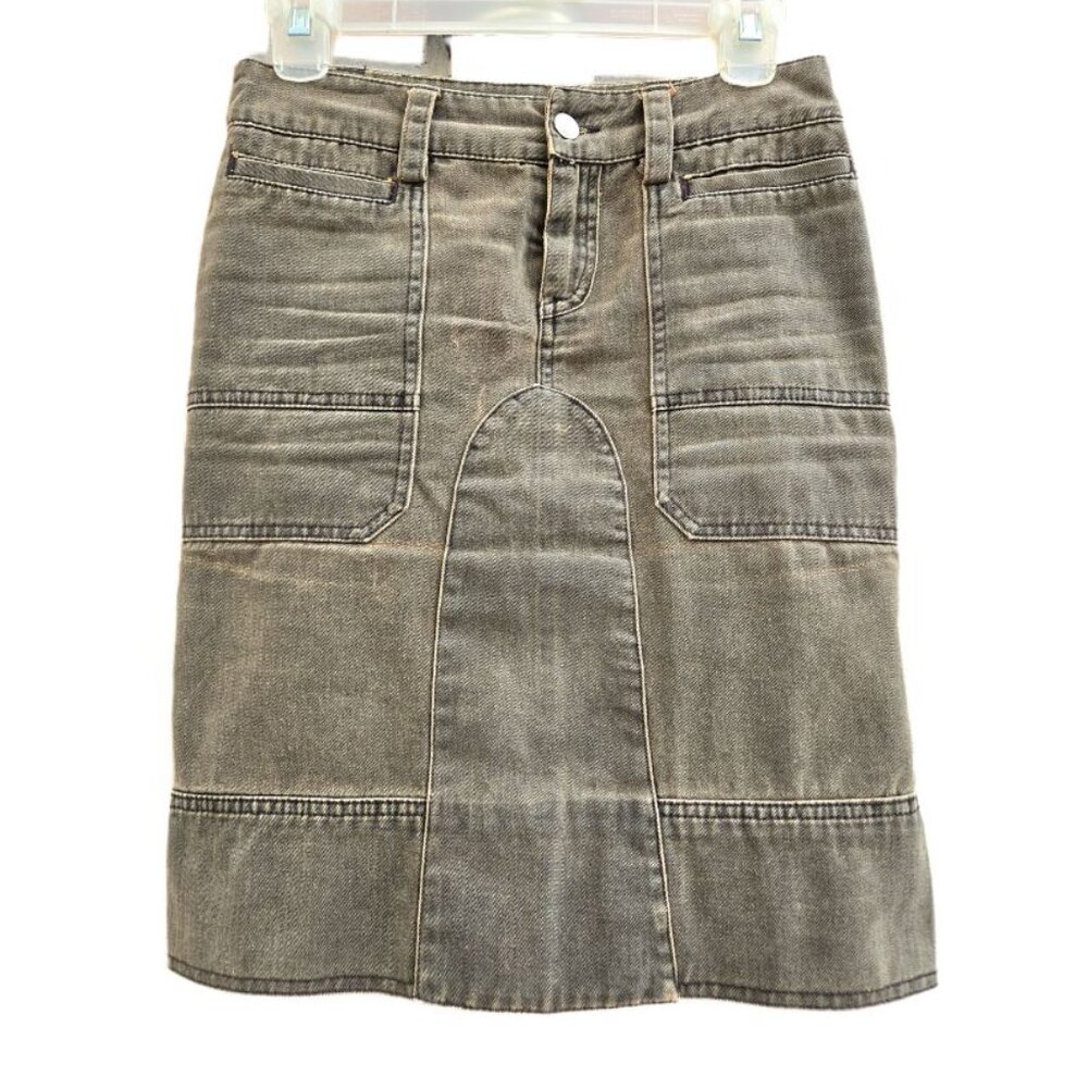 MNG (Mango) Stylish Khaki Denim Skirt - Size US 2